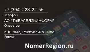 Кто звонил с 3942232255 - регион и оператор